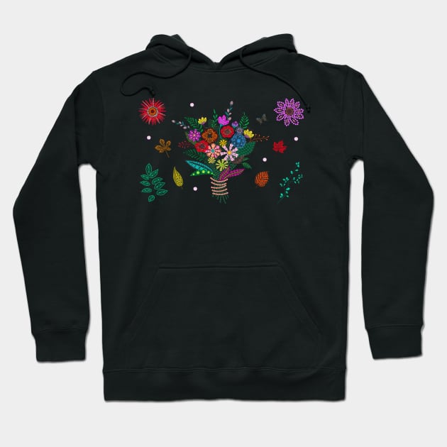 Dot Art Floral Arrangement Hoodie by Jane Izzy Designs